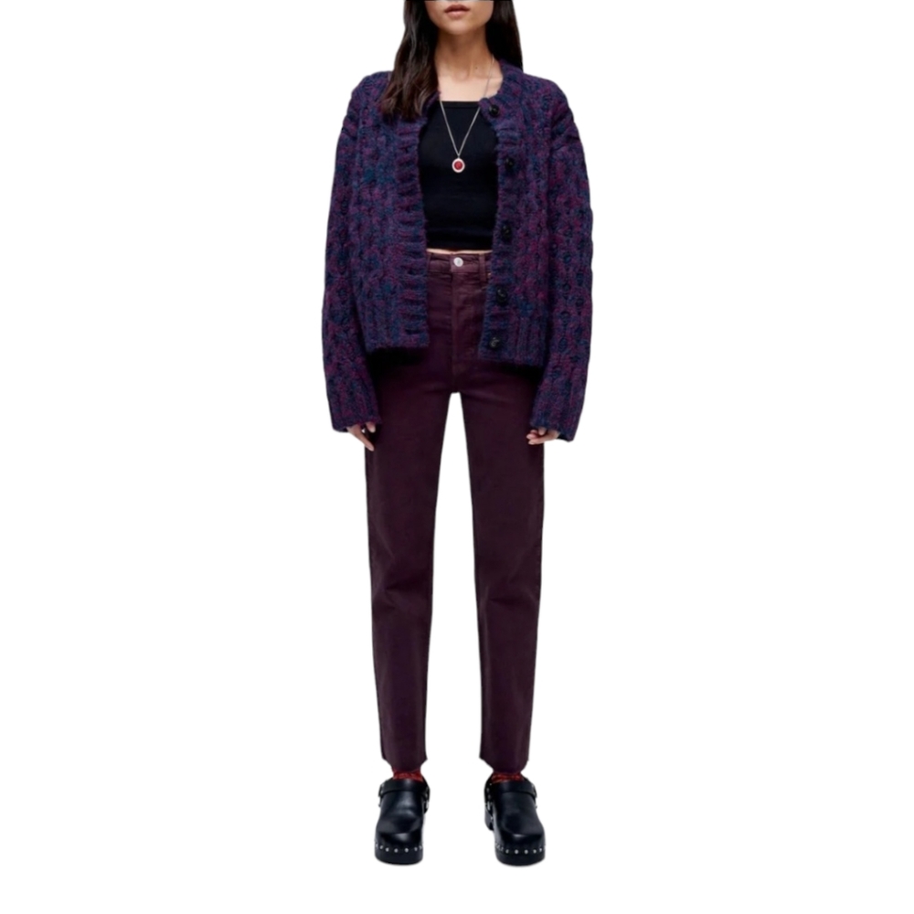 Re/Done Ultra High Rise Stove-Pipe Burgundy Jeans Size 30